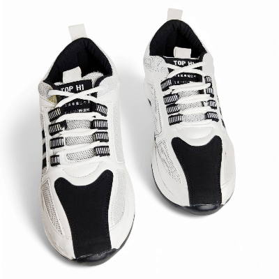 Picture of New Best Collection 2025 Comfortable Stylish & Fashionable Sports Look, Lace Up, Slip-on & Pull-on, Light Weight - White and Black Color Combination Sneaker For Men - Perfect For Any Occasion