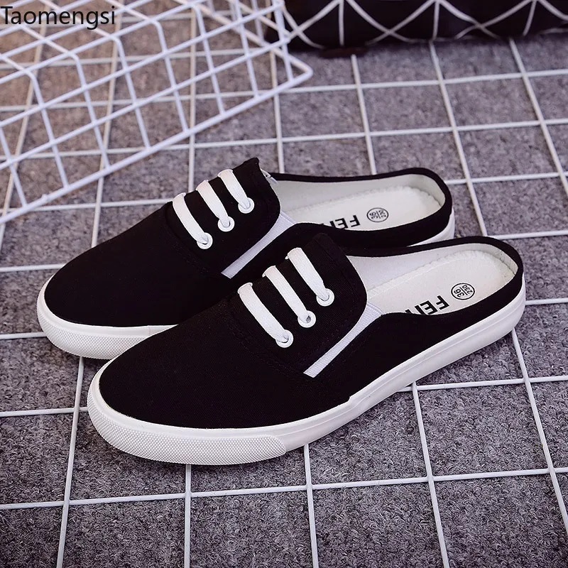 Picture of New Best Semi Slippers Canvas Shoes For Student, Female, Man Shoes Summer And Winter Heel-Free Outer Wear Closed Toe Lazy Slippers All-Matching Slippers 2024 Best Collection Of Eid - Black
