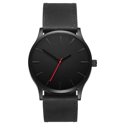 Picture of Black Leather Fashion Wrist Watch for Men (Black )