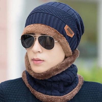 Picture of Unisex Winter Hats Scarf Hat Skullies BeaniesWool Cap (Only Cap, Navy Blue )