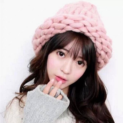 Picture of Women Stylish Beanies Knitted Solid Winter Hat Caps (Pink )