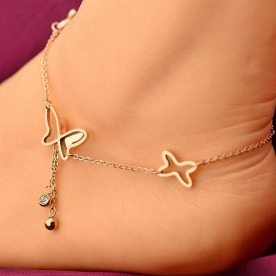Picture of Butterfly Pendents Foot Chain Anklets Bracelets For Women - Payel (Gold )