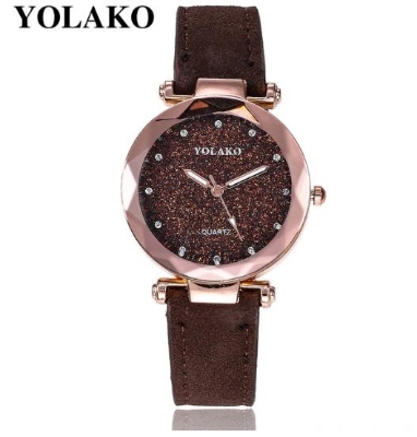 Picture of Fashion Crystal Women Starry Sky Dial Leather Quartz Wrist Watch