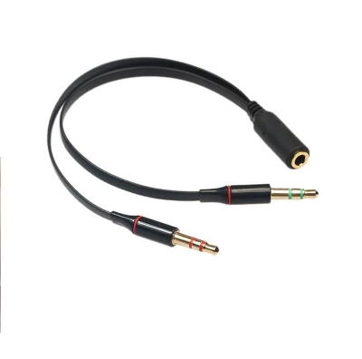 Picture of 3.5 Plug 1 Female to 2 Male Y Splitter Earphone Audio Cables Converter (Black )