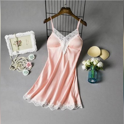 Picture of Womens Lace Satin Lingerie Babydoll Nightwear Robe