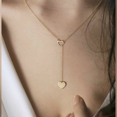 Picture of New Fashion Peach Heart Love Women's Personality necklace (Gold )
