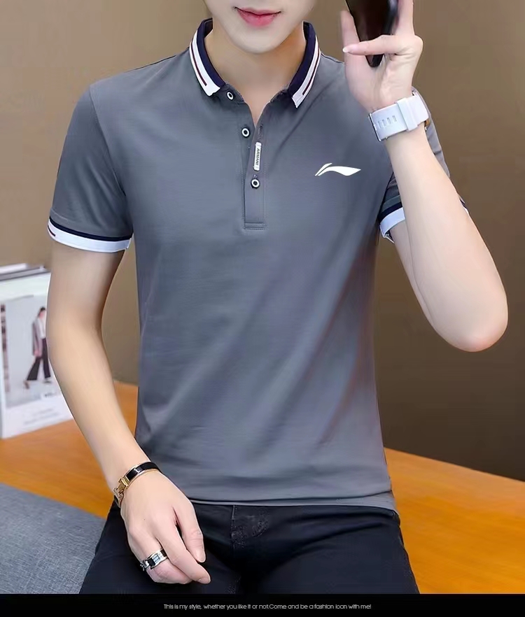 Picture of LI-Ning Short Sleeve Casual Polo Shirt (Light Grey )
