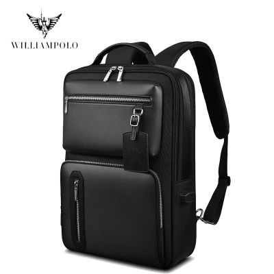Picture of Williampolo Urban Style 15.6 inch Laptop Usb Backpack Anti Theft Men Travel Daypacks Male Leisure Backpack (Black )