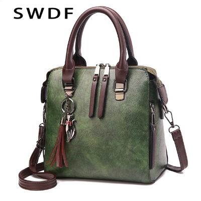 Picture of Women PU Leather Ladies Hand & Shoulder Tote Bag (Green )