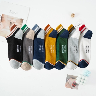 Picture of High Quality Men Ankle Socks Breathable Cotton Low Short Casual Stripe Socks - 1Pair (Multicolor )