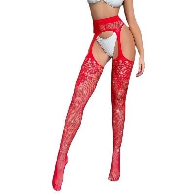 Picture of Sext Red Nylon Fishnet Stocking Hot Nightclub Party Super Erotic Star Dress - Red (Red )