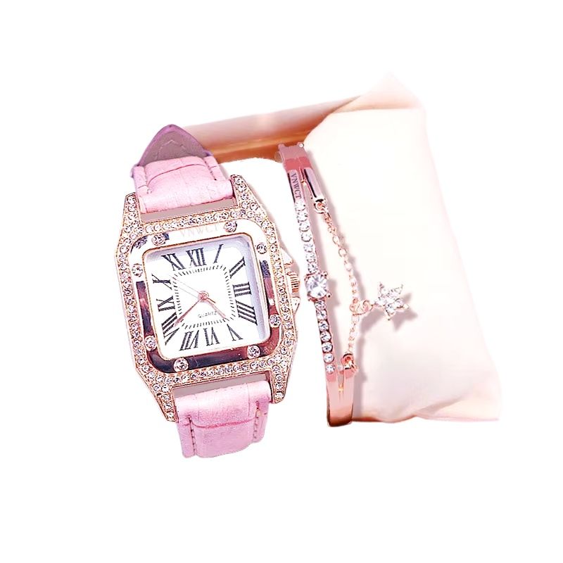 Picture of Women diamond starry Luxury Watch & Bracelet set (Pink )