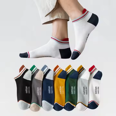 Picture of Men's Women's High Heel Boat Socks Knitted Twist Stripes Casual Cotton Anti-Bacterial Socks - 1 Pair (Random Color )