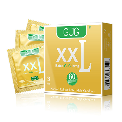 Picture of GJG XXL 60mm Big Size Hevvy Oil Lubricated Passionate Condoms -3Pcs Pack (Gold )