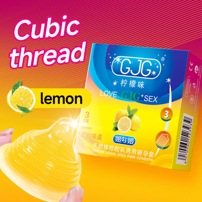 Picture of GJG Lemon-Flavored Adult Disposable Latex Ultra-Thin Delay Feature Condoms - 3pcs-Pack (Lemon flavor )