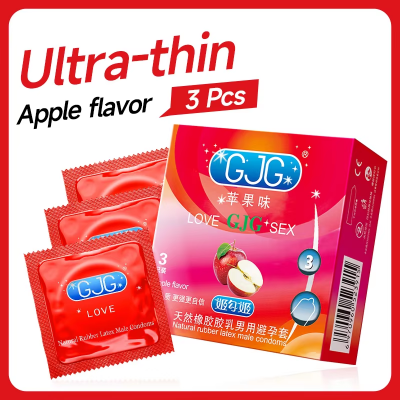 Picture of GJG High Quality 52mm Ultra-Thin Latex Apple Flavored Condoms - 3pcs/Box (Apple Flavour )