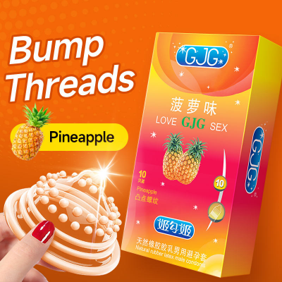 Picture of GJG Thin Pineapple Flavored Male Latex Condoms - 10pcs Pack (Pineapple Flavour )
