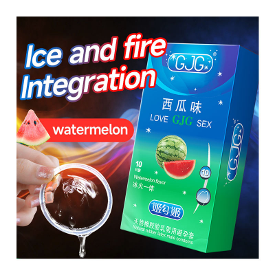 Picture of GJG Natural Rubber Latex Ultra-Thin Safety Watermelon Fruit Flavored Condoms - 10pc/Box (Watermelon Flavour )