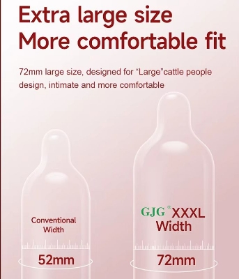 Picture of GJG XXXL 72mm Ultra Big Size Magic Magnum Ultra-Thin Condoms For Crazy Men's - 10 Pcs/Box (Red-XXXL-10Pcs )