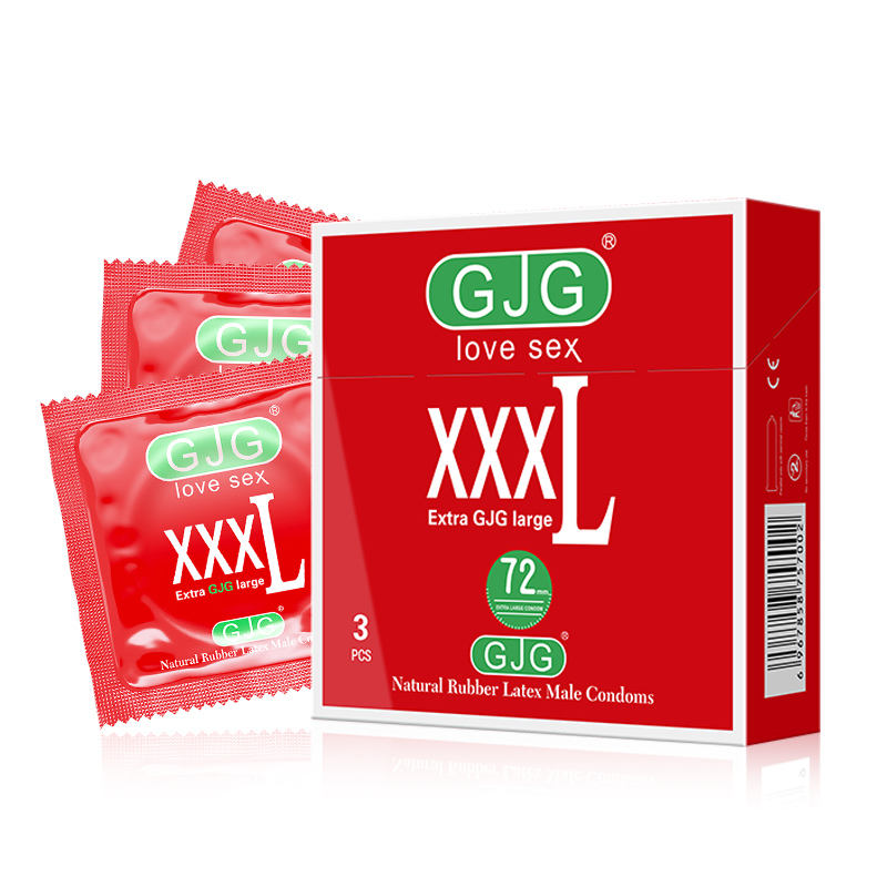 Picture of GJG XXXL 72mm Extra-Large Natural Oil Lubricated Passionate Adult Condoms -3Pcs/Box (Red XXXL-3Pc )