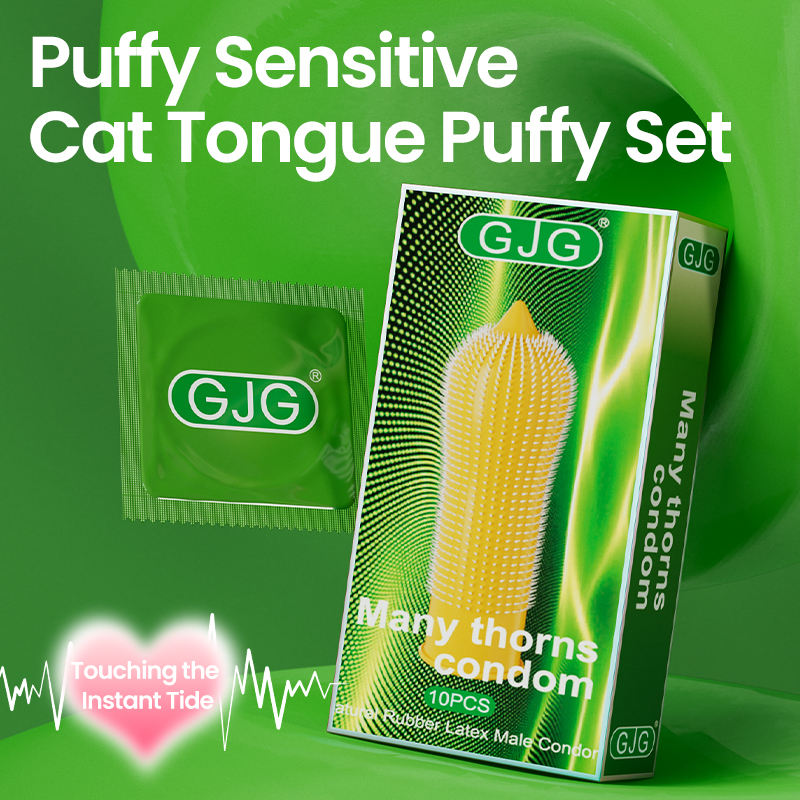 Picture of GJG Natural Rubber Latex Male Condom with Spikes Thorns Dotted Condoms - 10Pcs/Box (Green )