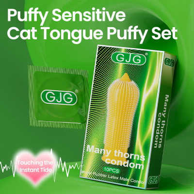 Picture of GJG Natural Rubber Latex Male Condom with Spikes Thorns Dotted Condoms - 10Pcs/Box (Green )