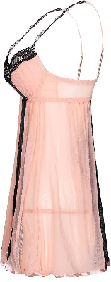 Picture of Hot Mesh Lace With Foam Bra Nighty Lingerie Nightdress (Cream )