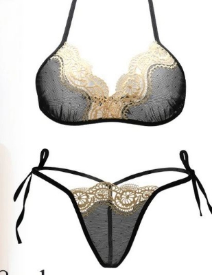 Picture of Hot Transparent Nighties Women Lingerie Bra Panty (Black )