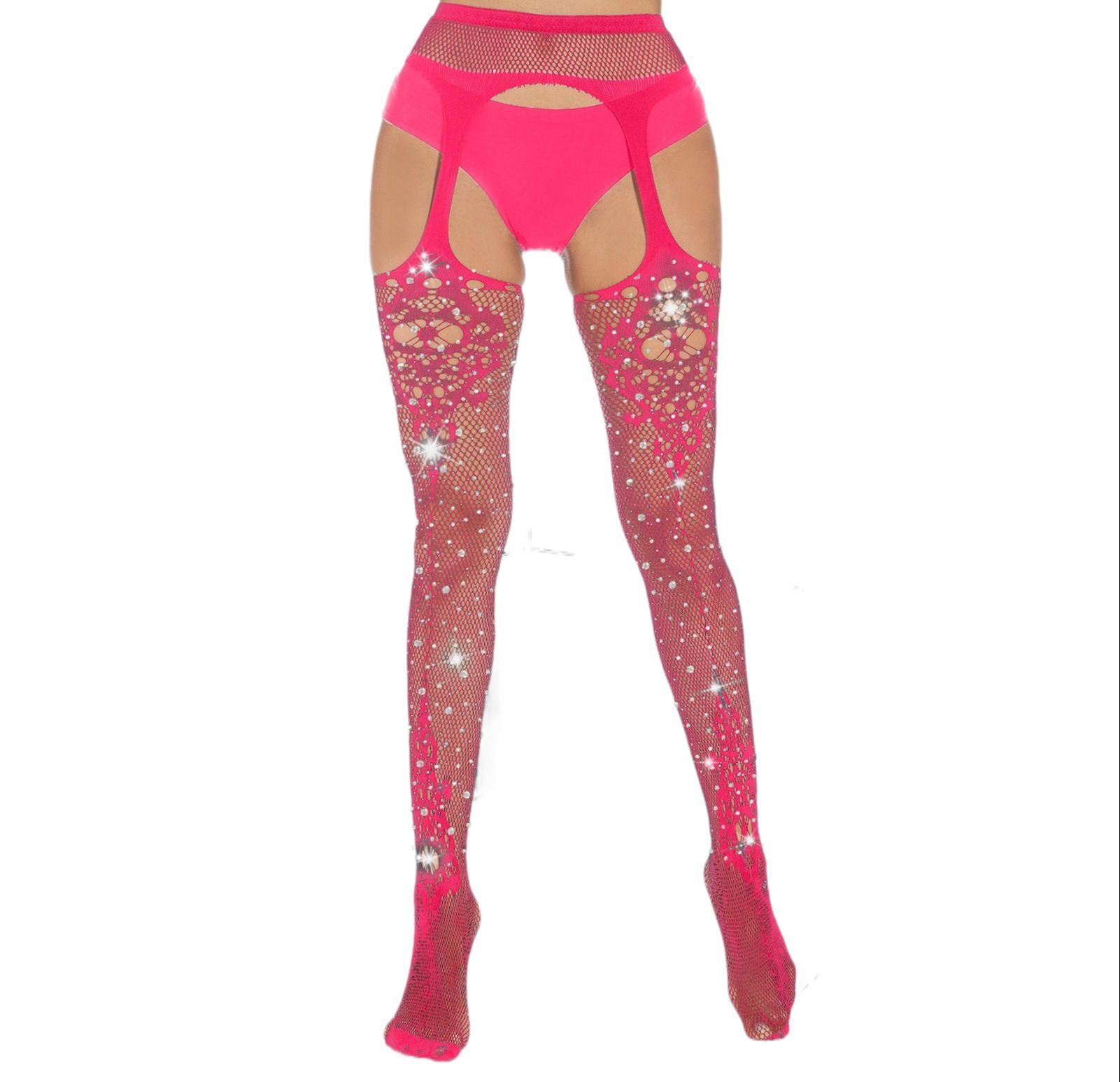 Picture of Women Sparkly Rhinestone Ultra Thin Lady Slim Hollow Out Tights Lace Jacquard New Lady Pantyhose Stockings