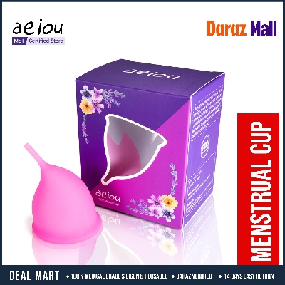 Picture of AEIOU Hypoallergenic Certified Medical Grade Reusable Menstrual Cup for Women  | Pink | Large Size | Small Size | Pad (Large, Small )