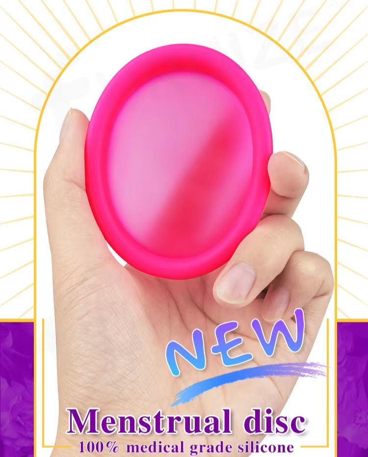 Picture of AEIOU 100% Platinum Grade Medical Silicon Reusable Menstrual Cup Medical Production Line Case  for Women | Size Disc  | Purple | 60 ML | Large Size | Pad (Medium )