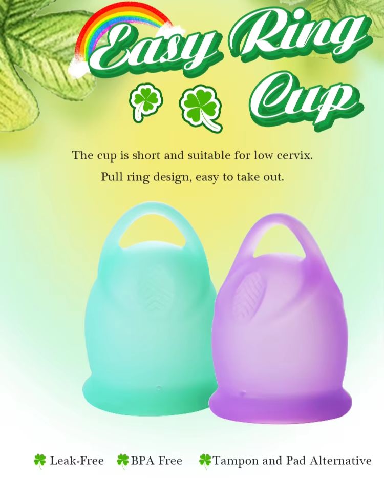 Picture of AEIOU 100% Platinum Grade Silicone CE Approved Women Reusable Menstrual Cup for Women | Green | Purple | Pink | Small Size | Large Size | Pad