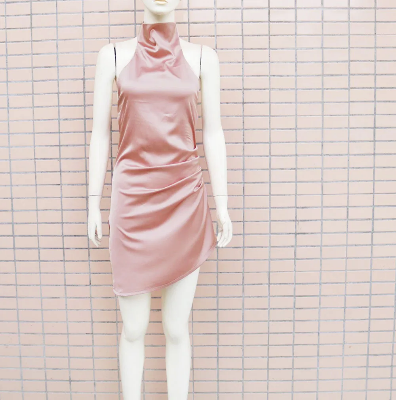 Picture of Women's Fashion Halter Open Back Irregular Se-xy Dress Temperament Commuting Woman Sleeveless Backless Elegant Dresses (Rose )