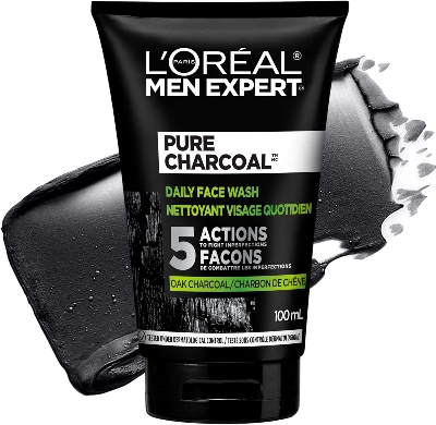 Picture of L’Oréal Paris Men Expert Pure Charcoal Daily Face Wash for Men, Formulated with Black Charcoal & Salicylic Acid to Reduce Oily Skin and Blackheads, 100 ml