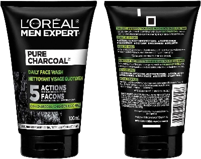 Picture of L’Oréal Paris Men Expert Pure Charcoal Daily Face Wash for Men, Formulated with Black Charcoal & Salicylic Acid to Reduce Oily Skin and Blackheads, 100 ml