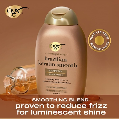 Picture of OGX Brazilian Keratin Smooth Shampoo, 385ml