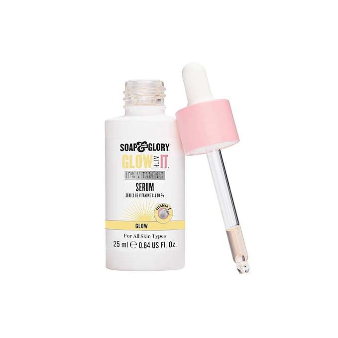 Picture of Soap & Glory Glow With It 10% Vitamin C Face Serum - Lightweight, Highly Concentrated Vitamin C Brightening Face Serum for Women - Plumping Vitamin C for Fine Lines and Wrinkles (25ml)