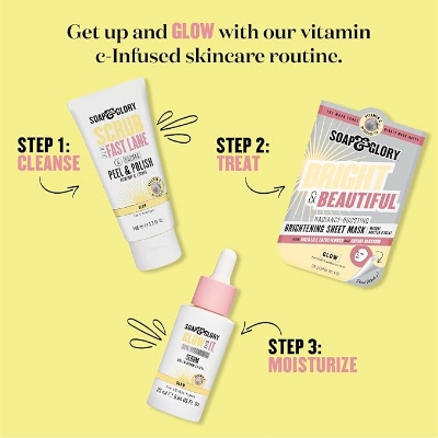 Picture of Soap & Glory Glow With It 10% Vitamin C Face Serum - Lightweight, Highly Concentrated Vitamin C Brightening Face Serum for Women - Plumping Vitamin C for Fine Lines and Wrinkles (25ml)