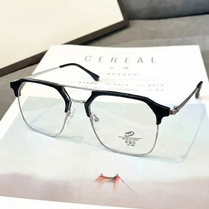 Picture of New Fashionable Metal Body Anti-reflective White Glasses for Men Indian Frame( Silver )