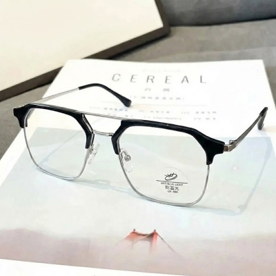 Picture of New Fashionable Metal Body Anti-reflective White Glasses for Men Indian Frame( Silver )