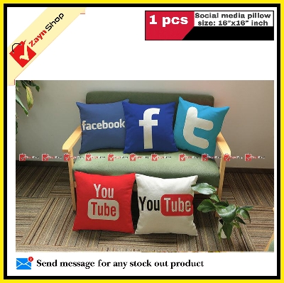 Picture of Social media Square Pillow Size 16x16 inch (facebook Twitter Youtube Instagram snapchat Tiktok