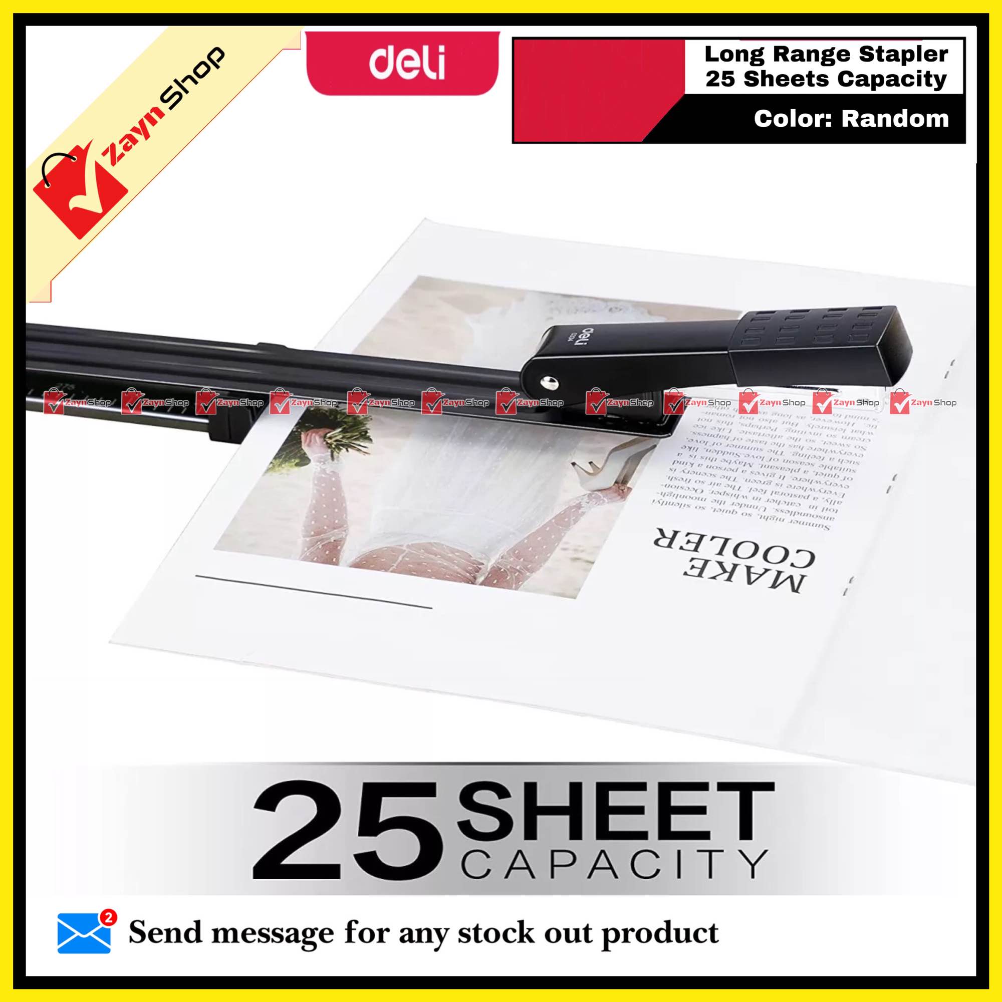 Picture of Deli Long Range Stapler 25 Sheets Capacity 0334 Random color 1pcs