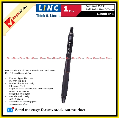 Picture of Linc Pentonic V-RT Ball Point Pen 0.7 mm Black Ink 1pcs