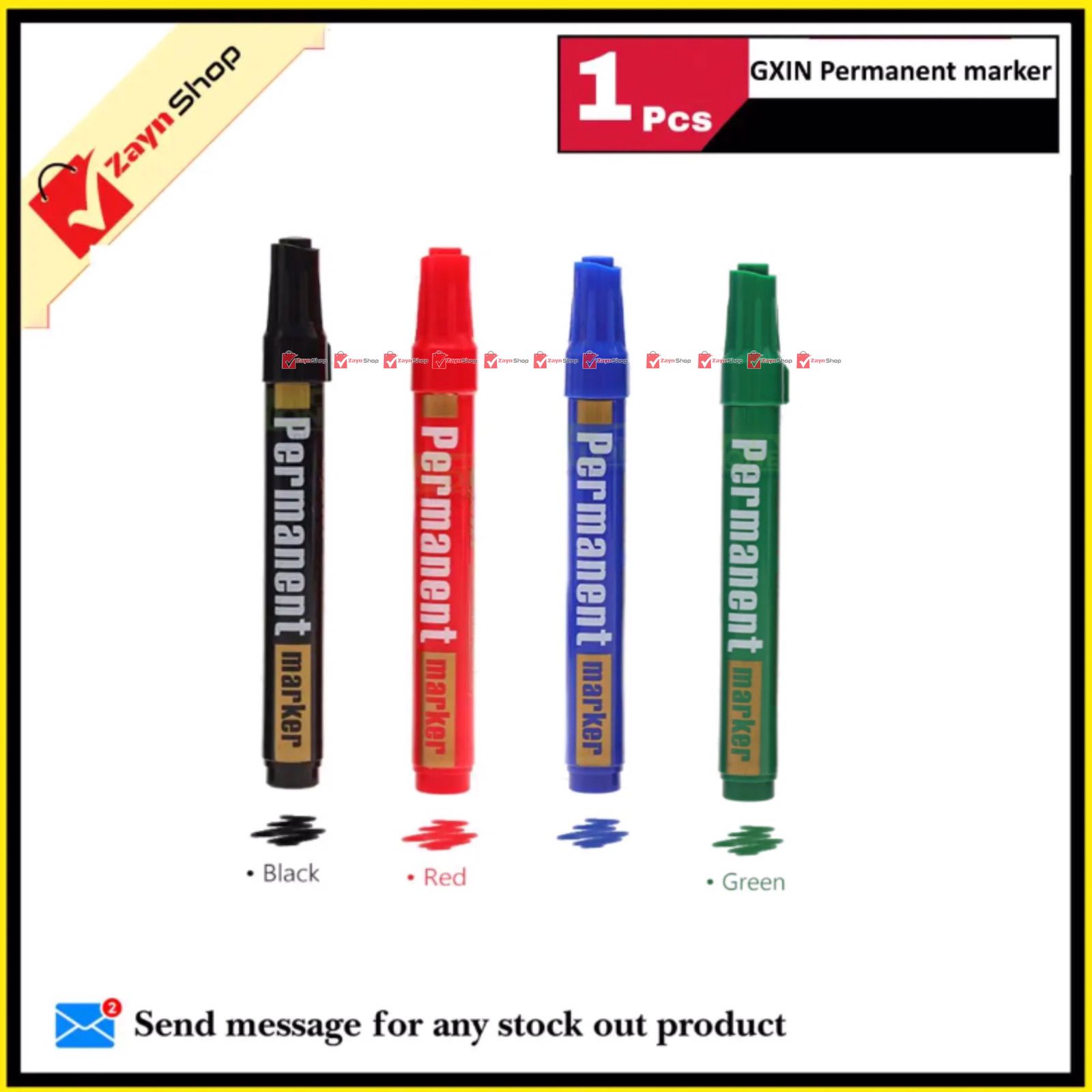 Picture of Permanent Marker GXIN Writes on Metal, Plastic, Glass And Wood Black Blue Red Green 1pcs