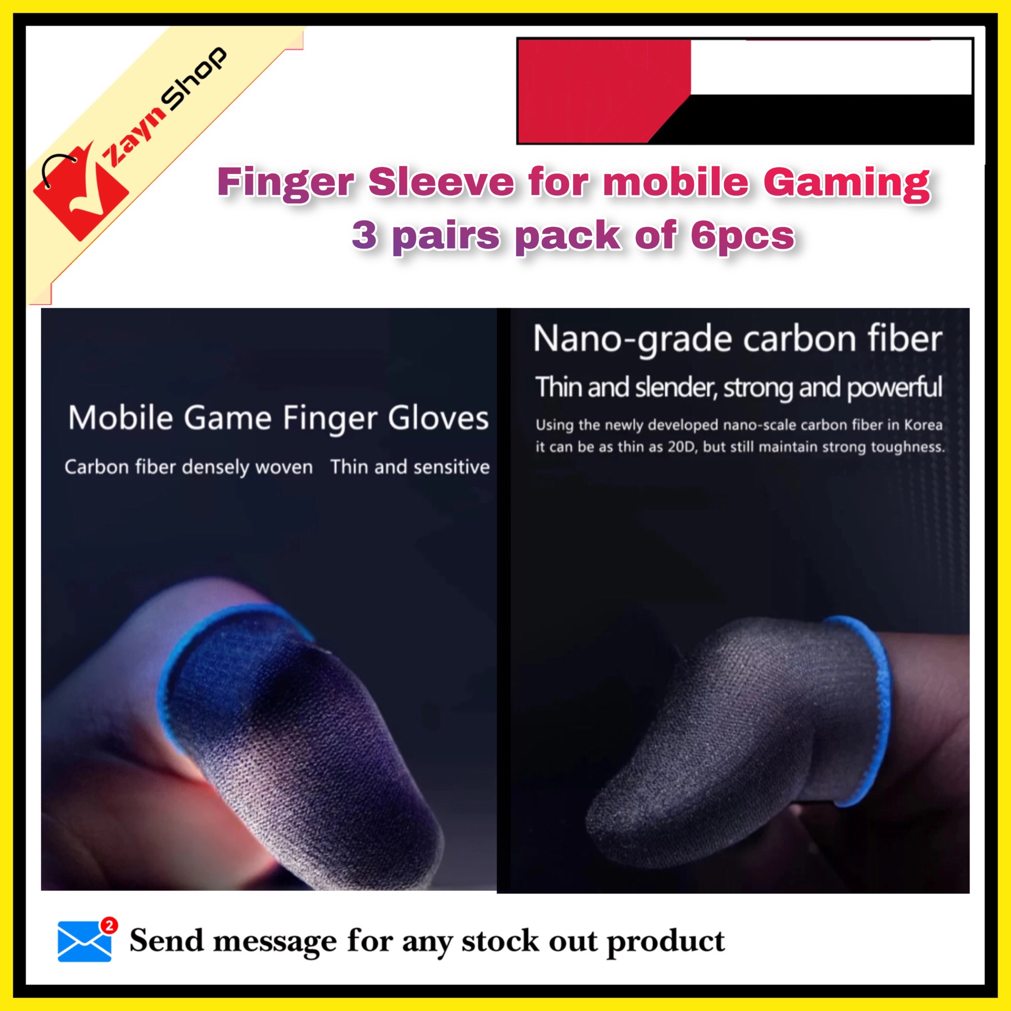 Picture of Finger Sleeve for mobile Gaming 3 pairs pack of 6pcs