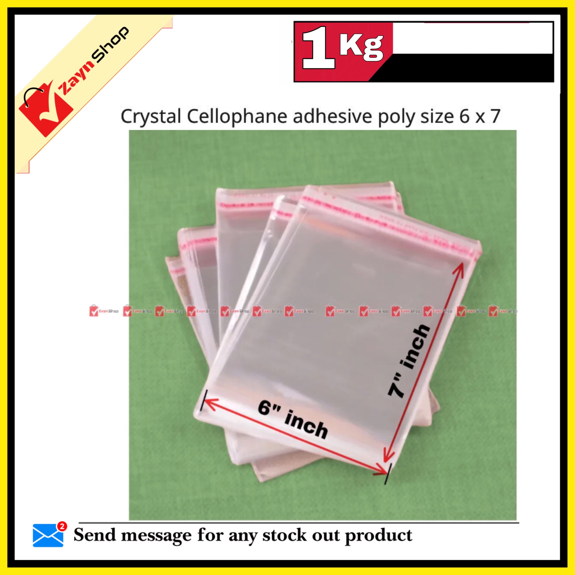 Picture of Crystal Cellophane adhesive poly size 6x7 inch 1 kg