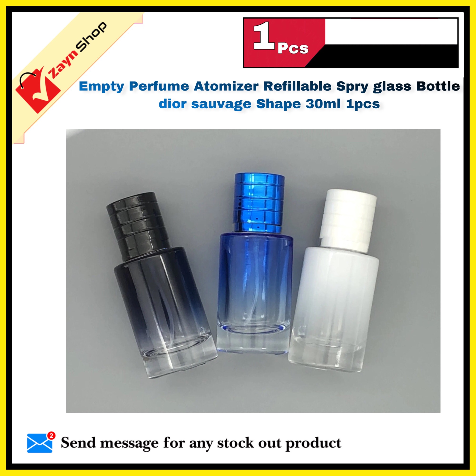 Picture of Empty Perfume Atomizer Refillable Spry 30ml glass Bottle dior Sauvage Shape 1pcs