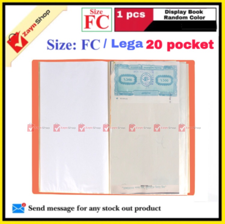 Picture of Display Book FC Legal Size 20 pocket Plastic File Folder Display Presentation Book Random color- 1pcs