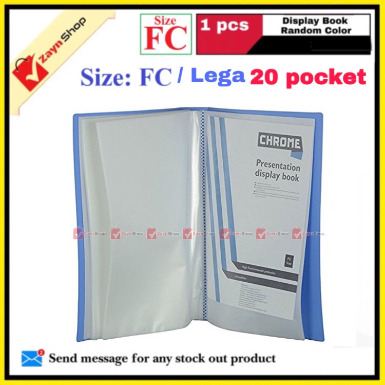 Picture of Display Book FC Legal Size 20 pocket Plastic File Folder Display Presentation Book Random color- 1pcs