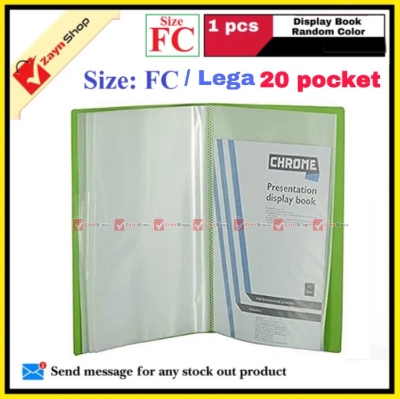 Picture of Display Book FC Legal Size 20 pocket Plastic File Folder Display Presentation Book Random color- 1pcs